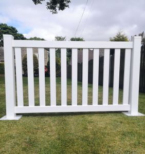 White Portable Flat Top Picket Fencing
